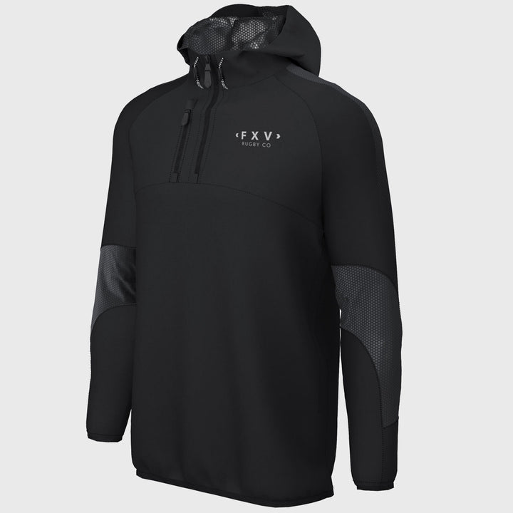 FXV Rugby Co 1/4 Zip Hooded Training Jacket Black - Rugbystuff.com