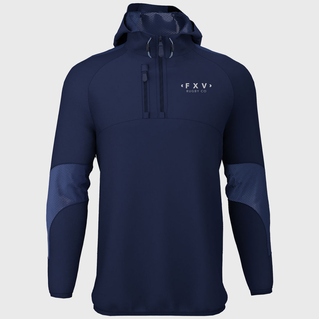 FXV Rugby Co 1/4 Zip Hooded Training Jacket Navy - Rugbystuff.com