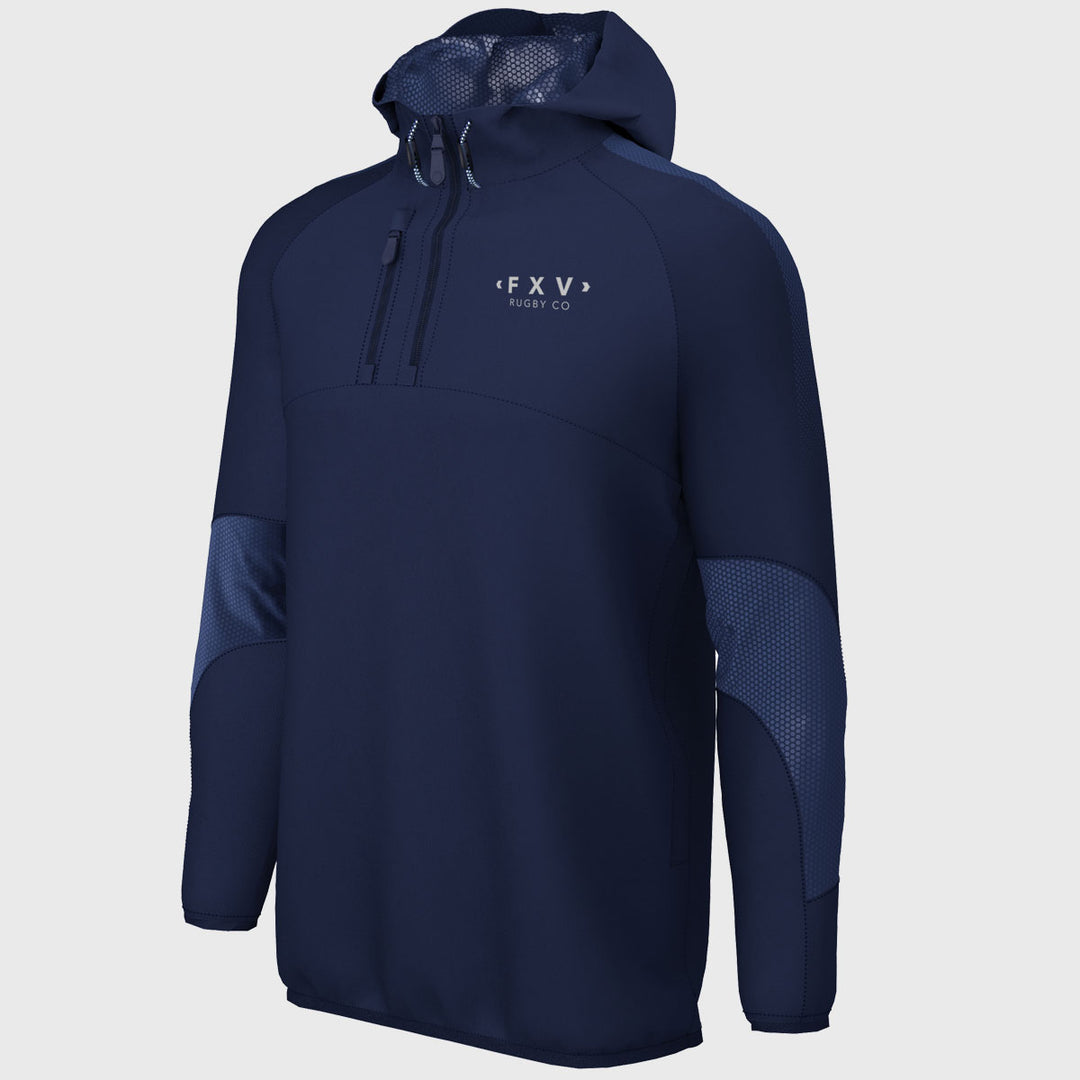 FXV Rugby Co 1/4 Zip Hooded Training Jacket Navy - Rugbystuff.com