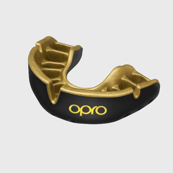 Opro Gold Mouthguard Black/Gold - Rugbystuff.com