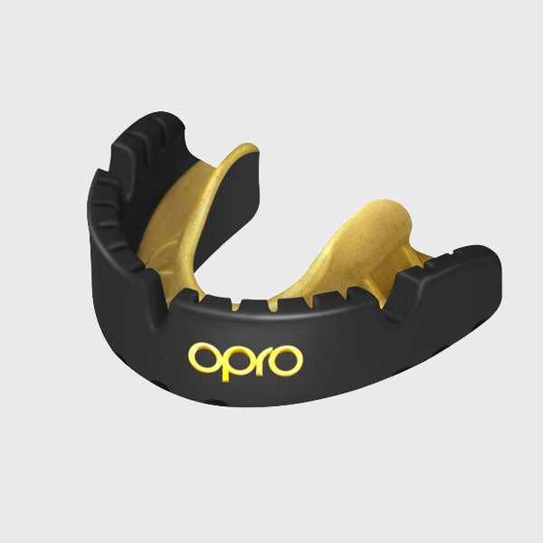Opro Gold Braces Mouthguard Black/Gold - Rugbystuff.com