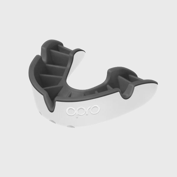 Opro Silver Gen4 Mouthguard White/Black - Rugbystuff.com