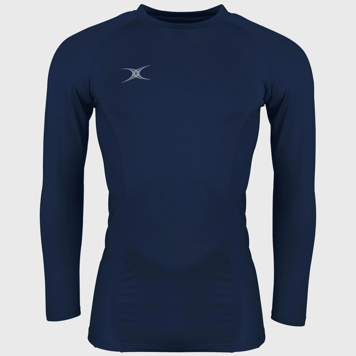 Gilbert Men's Atomic II Long Sleeve Baselayer Top Navy - Rugbystuff.com