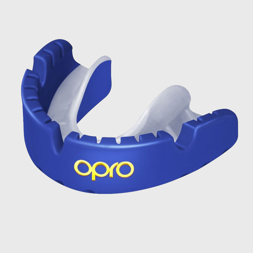 Opro Gold Braces Mouthguard Pearl Blue/White - Rugbystuff.com