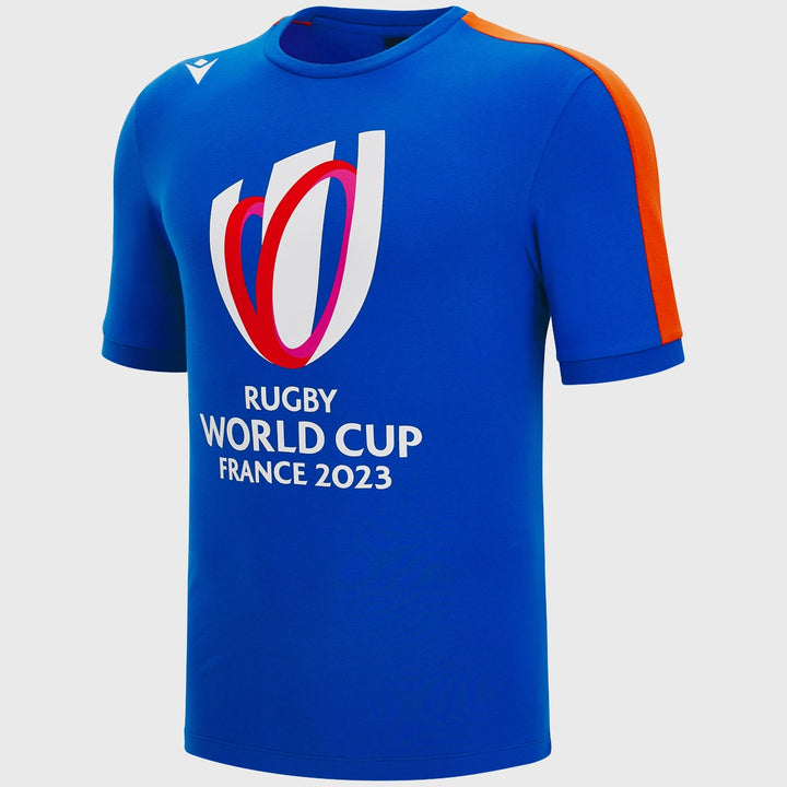 Macron Men's Rugby World Cup 2023 Logo Tee Royal Blue/Red - Rugbystuff.com