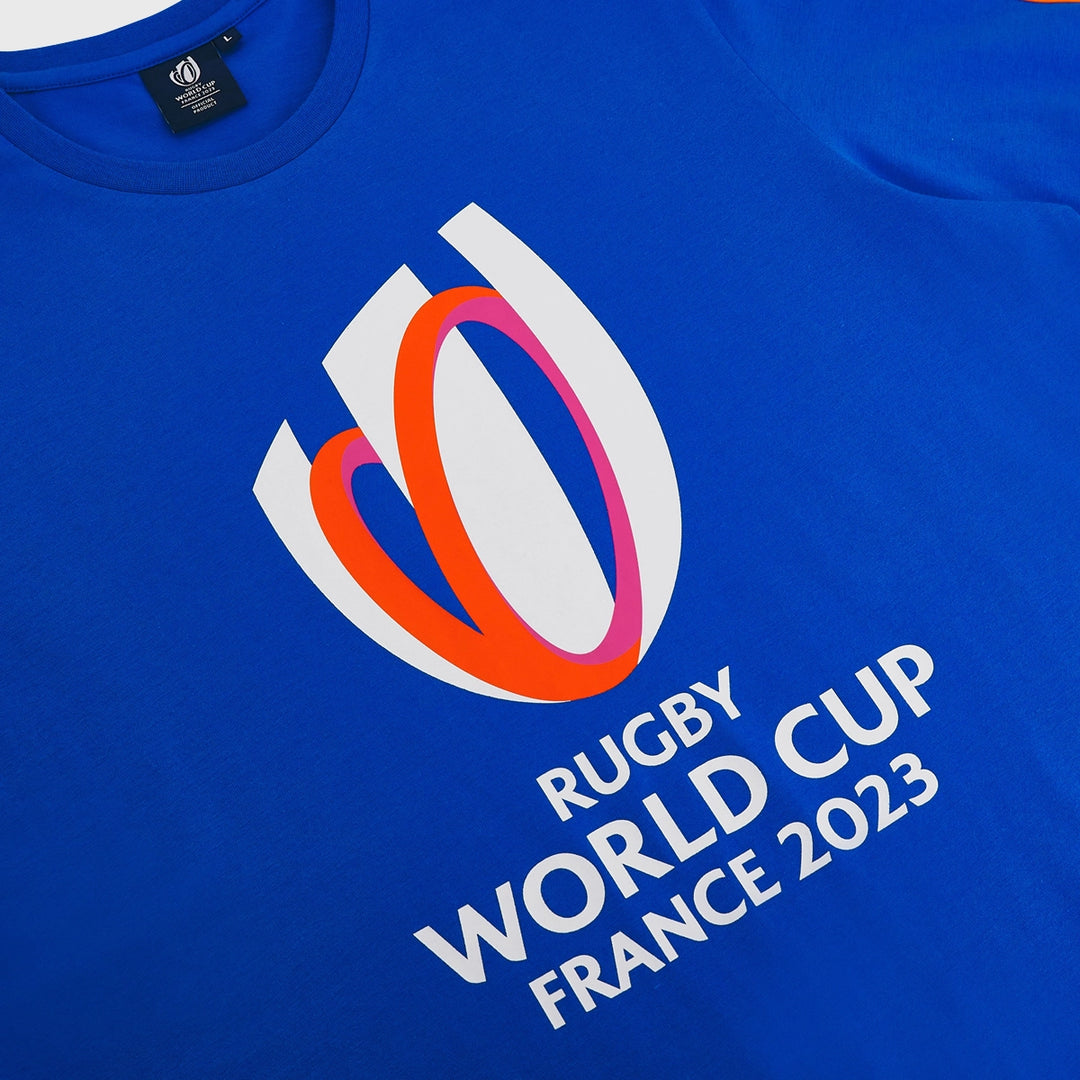 Macron Men's Rugby World Cup 2023 Logo Tee Royal Blue/Red - Rugbystuff.com