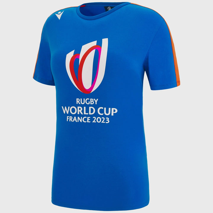 Macron Women's Rugby World Cup 2023 Logo Tee Royal Blue/Red - Rugbystuff.com