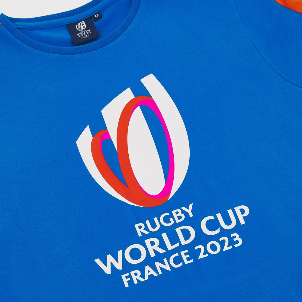 Macron Women's Rugby World Cup 2023 Logo Tee Royal Blue/Red - Rugbystuff.com