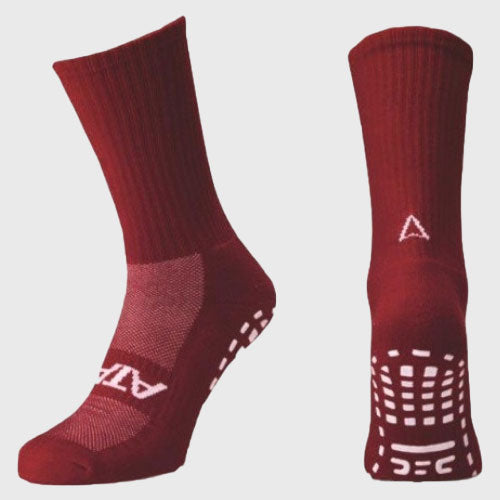 Atak Sports Shox Mid Length Grip Socks Maroon - Rugbystuff.com