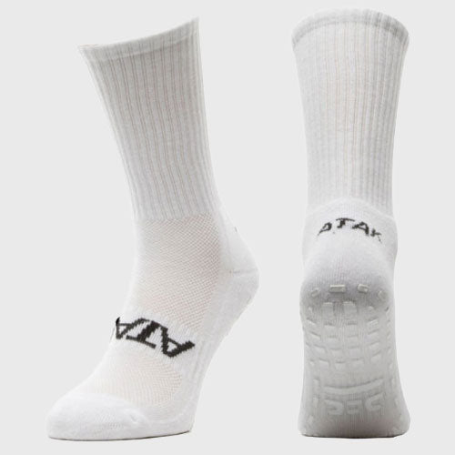 Atak Sports Shox Mid Length Grip Socks White - Rugbystuff.com