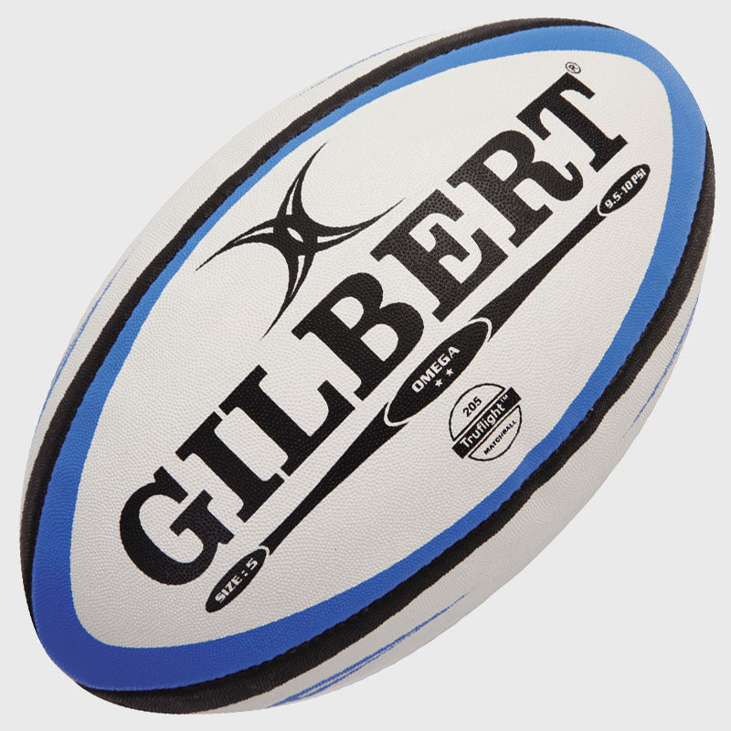 Gilbert Omega Match Rugby Ball Blue/Black - Rugbystuff.com