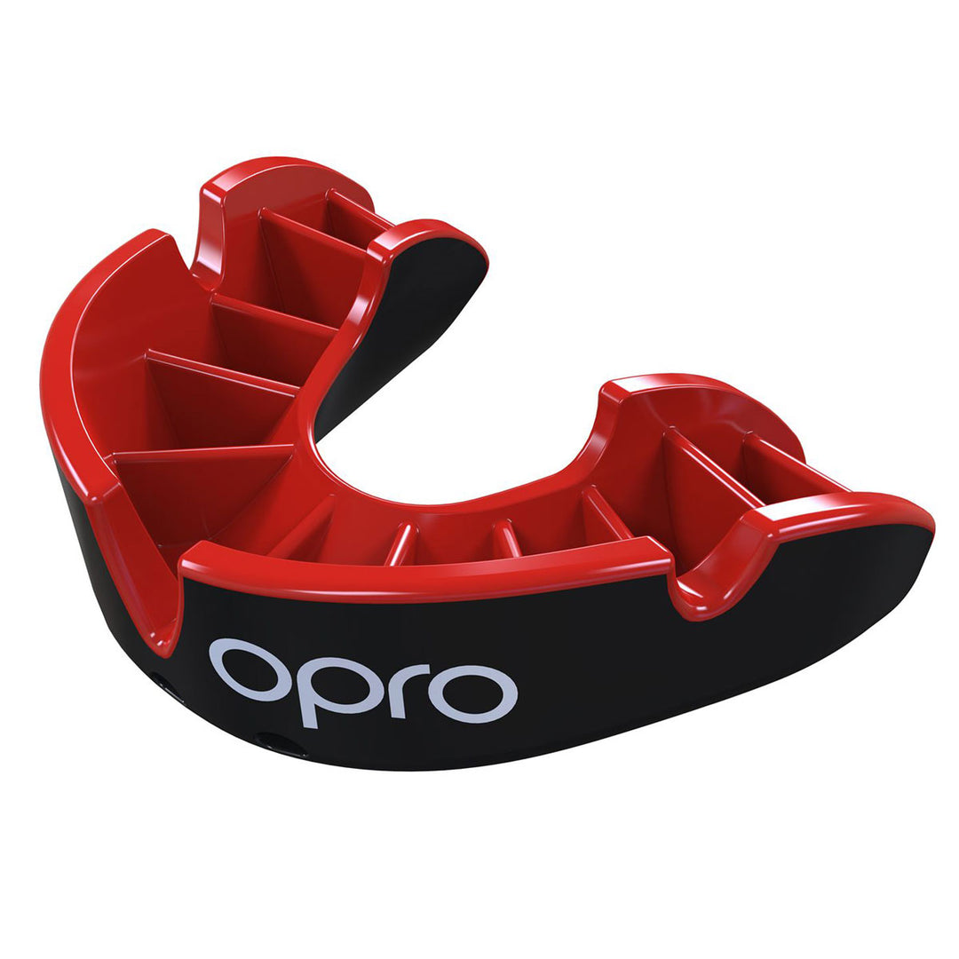 Opro Silver Gen4 Mouthguard Black/Red - Rugbystuff.com