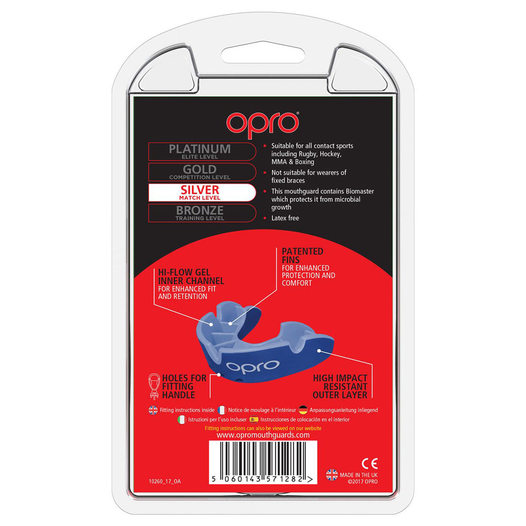 Opro Silver Gen4 Mouthguard Navy/Light Blue - Rugbystuff.com