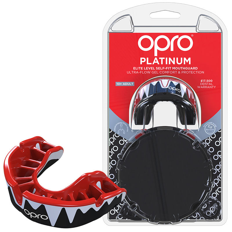 Opro Platinum Mouthguard Red/White/Black - Rugbystuff.com