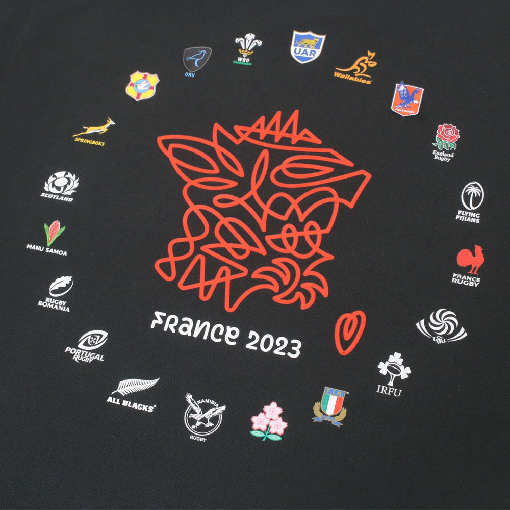 Official Rugby World Cup 2023 Men's 20 Unions Map Polo Shirt Black - Rugbystuff.com