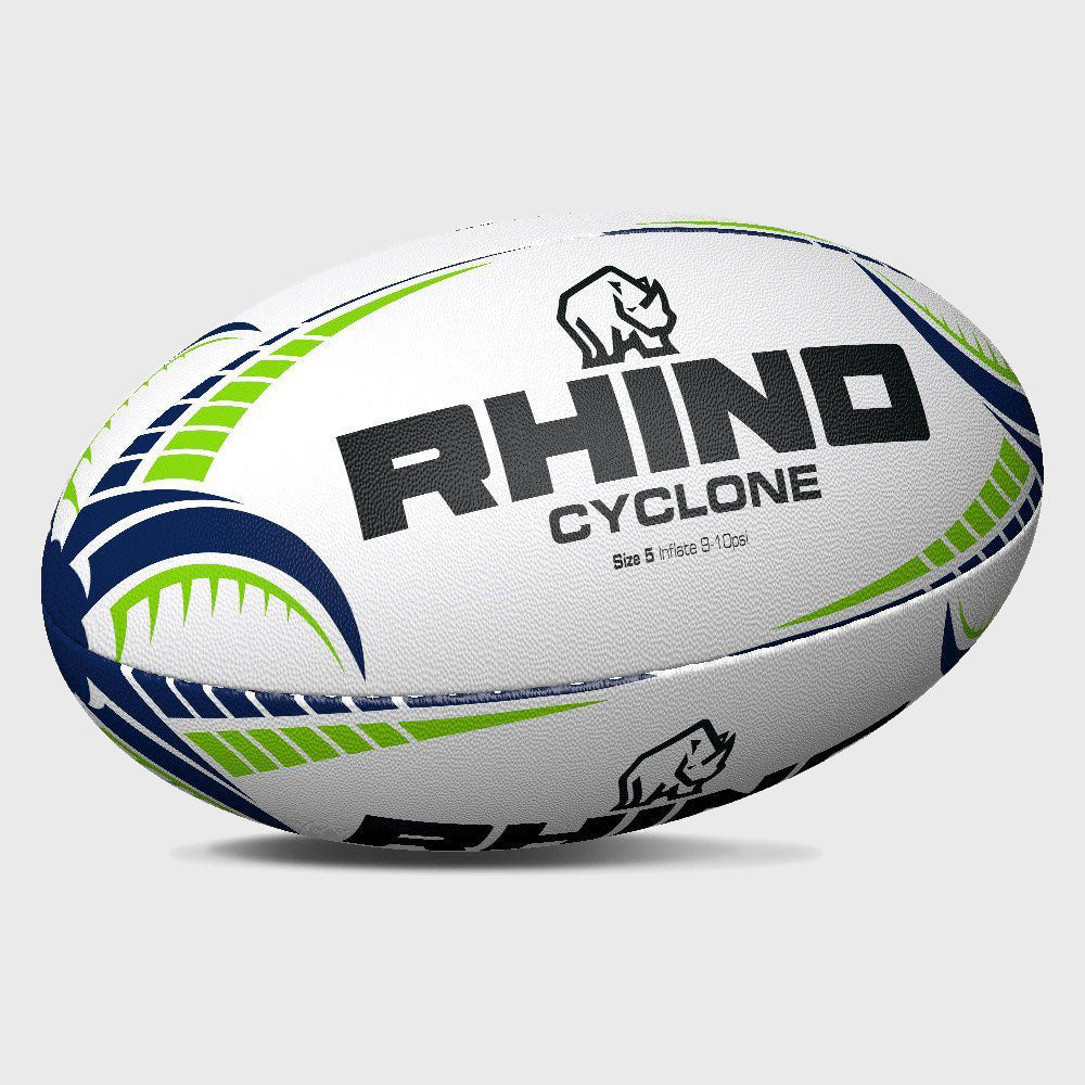 Rhino Cyclone Training Rugby Ball White - Rugbystuff.com