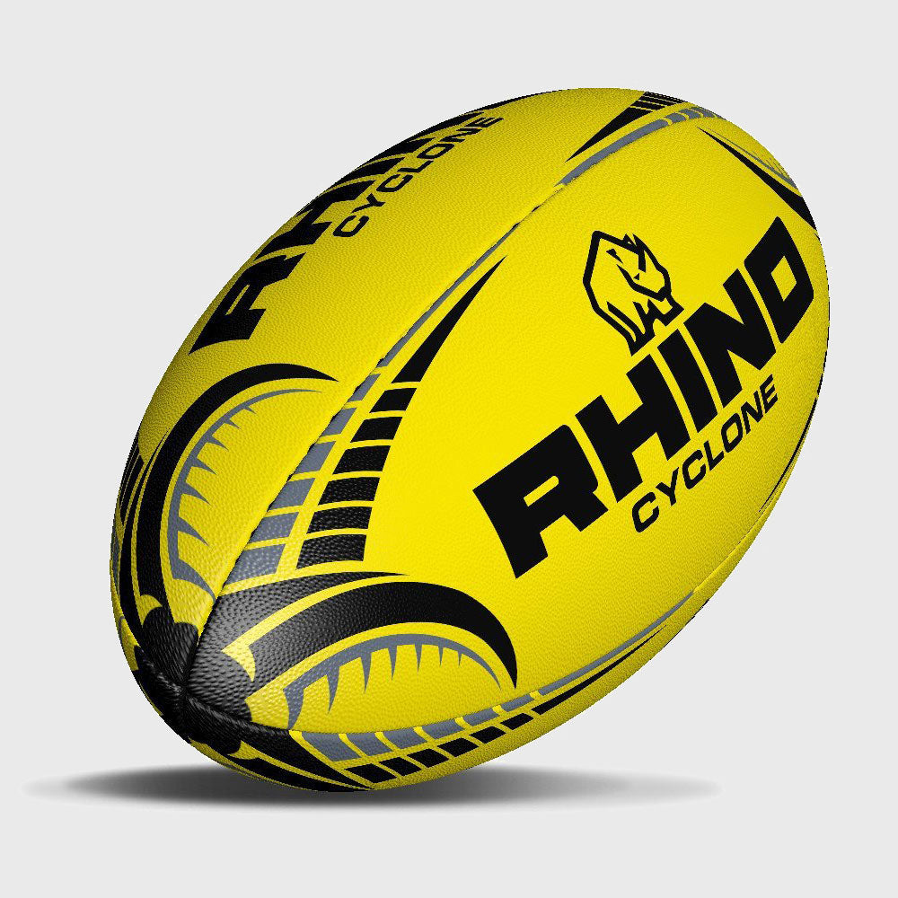 Rhino Cyclone Training Rugby Ball Fluo Yellow - Rugbystuff.com