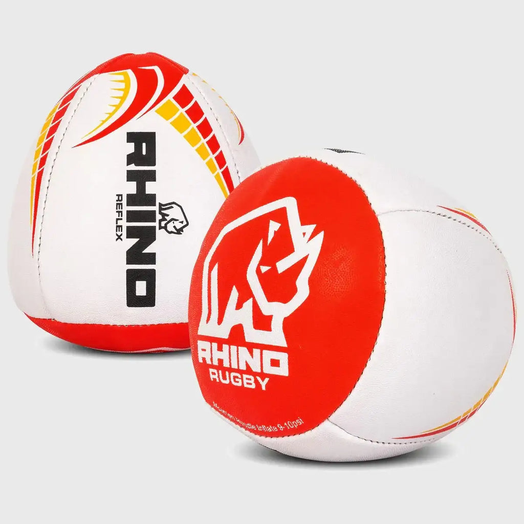 Rhino Reflex Rugby Ball (White/Red), view 2