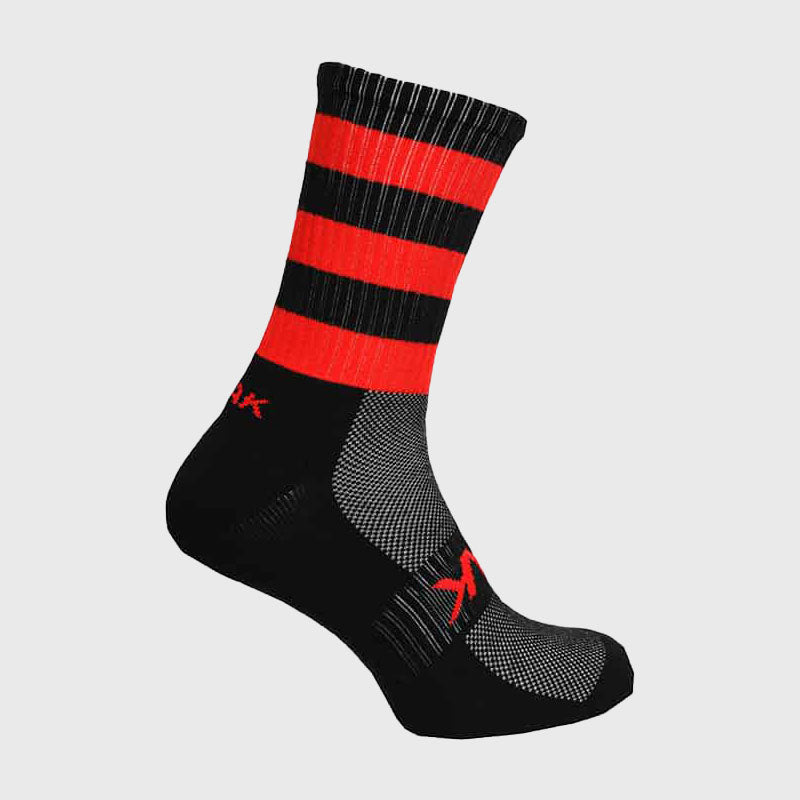 Atak Sports Mid Length Hooped Sports Socks Black/Red - Rugbystuff.com