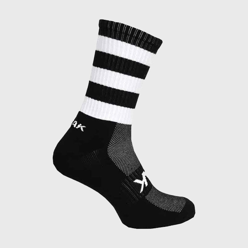 Atak Sports Mid Length Hooped Sports Socks Black/White - Rugbystuff.com