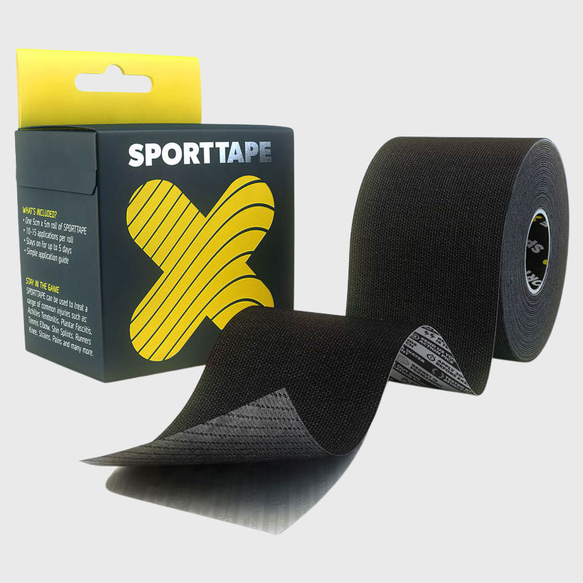 SportTape Kinesiology Tape 5m Roll Black - Rugbystuff.com