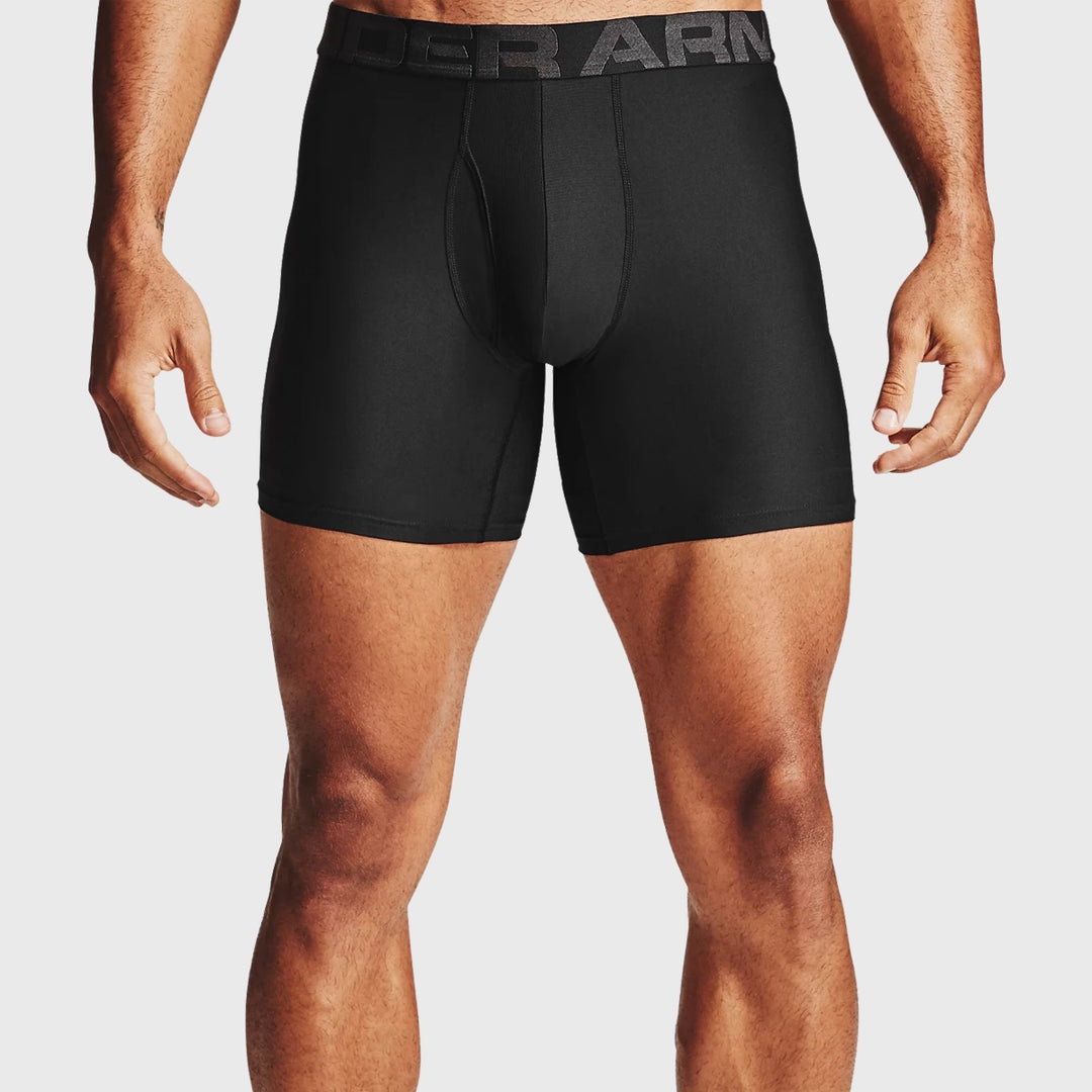 Under Armour Men's Tech 6" Boxerjock 2-Pack Black - Rugbystuff.com