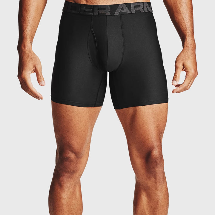 Under Armour Men's Tech 6" Boxerjock 2-Pack Black - Rugbystuff.com